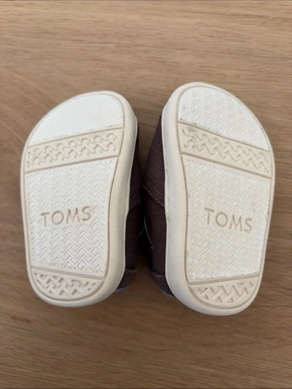 TOMS Brown Canvas Baby Slip-On Shoes Size 2
